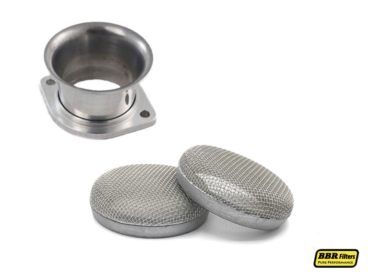 BBR Velocity Stack Filters Covers Jenvey Horn Heritage 45mm x 40 64mm Silver Pair