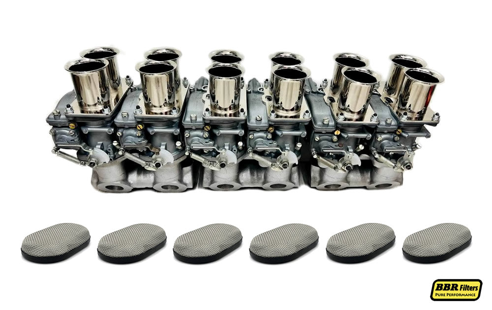 BBR Custom Velocity Stack Filters Covers Webber Carburetors 40 DCN 20 Ferrari 365 GTB4 Daytona 49mm x 3mm